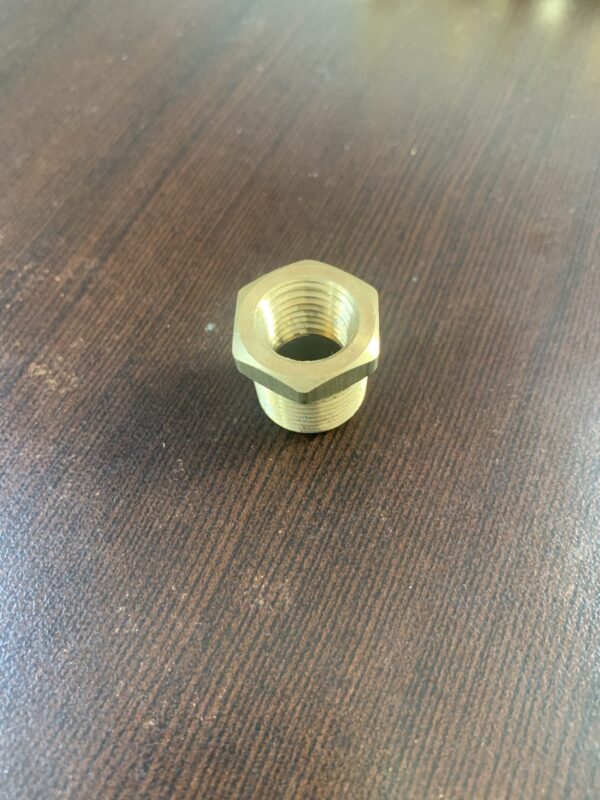 3/8 inch Male to 1/4 inch Female Brass Hex Bushing