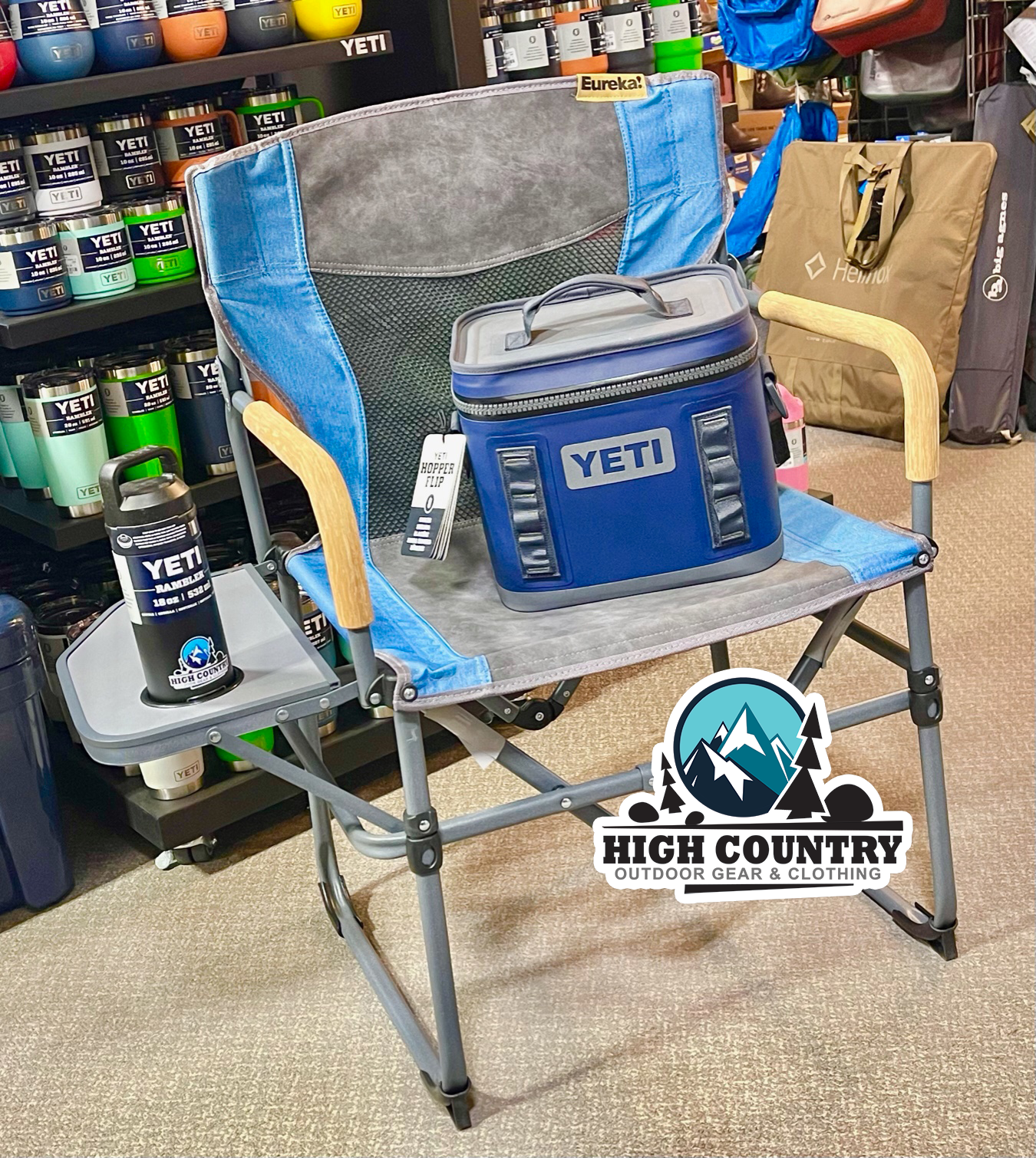 High Country Prize Pack – Director’s Chair, Yeti 18oz Bottle, Yeti Soft Cooler