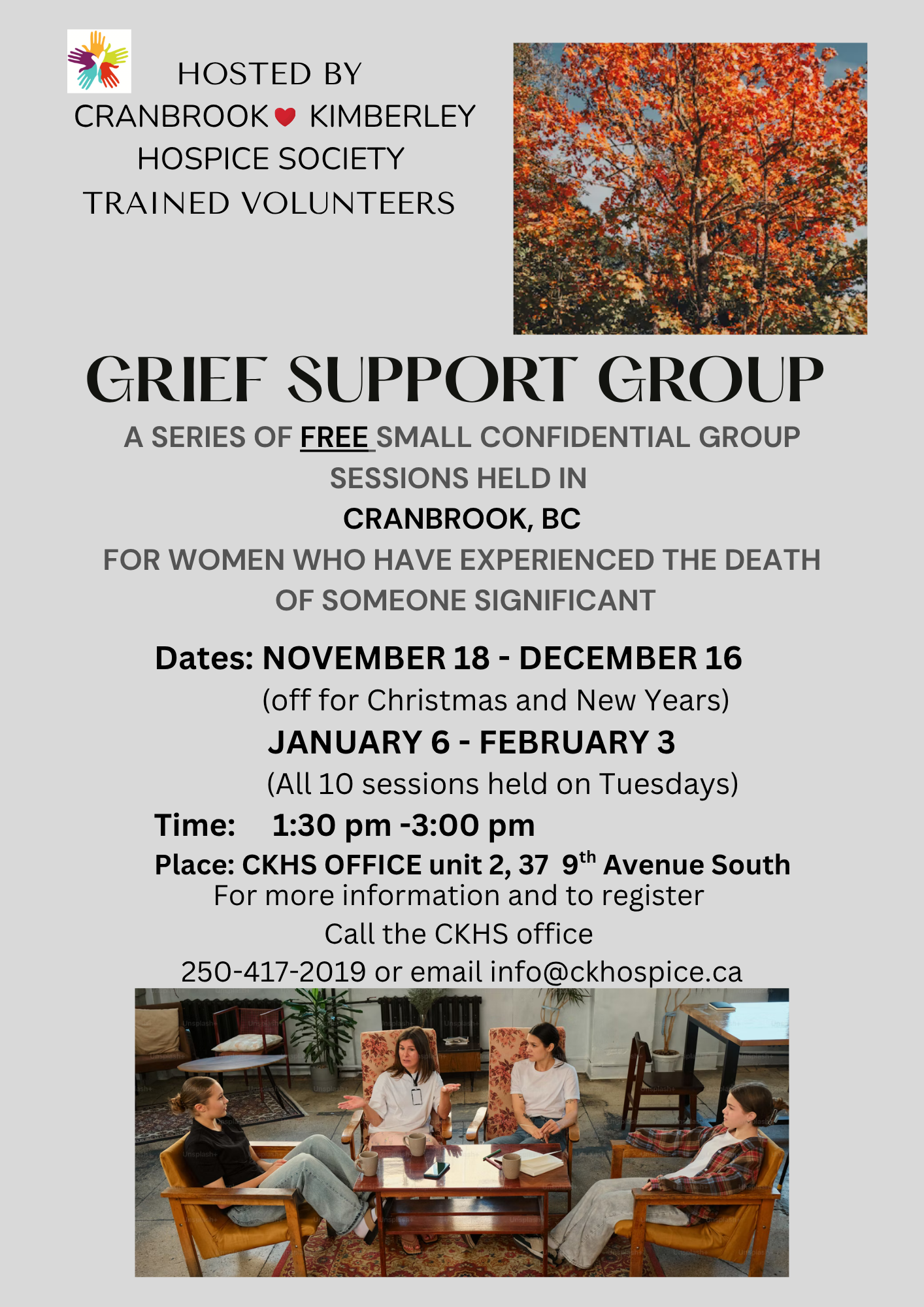 Grief Support Group Sessions Available Starting November 18th