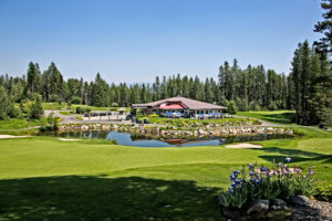 Aerial photo of Trickle Creek Golf Course and the clubhouse.