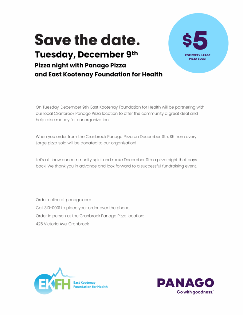 Partnering with Cranbrook Panago for pizza night on December 9th!