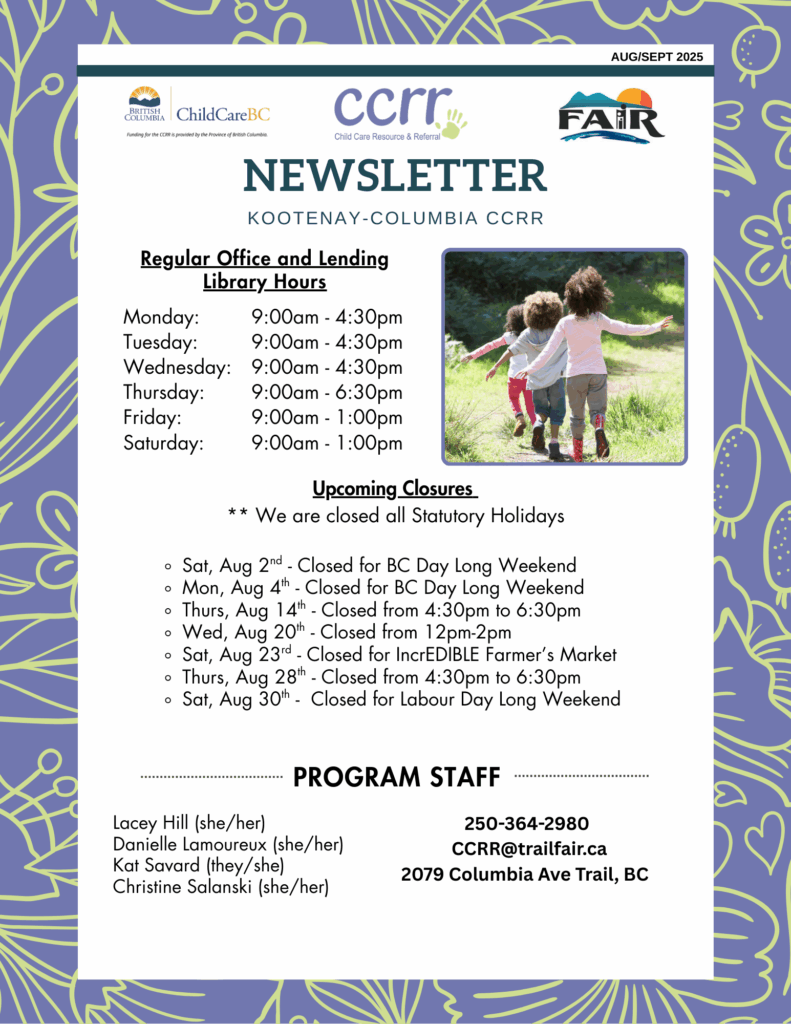 Kootenay-Columbia CCRR Aug/Sep Newsletter