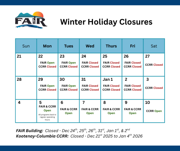 Winter Holiday Closure Notice