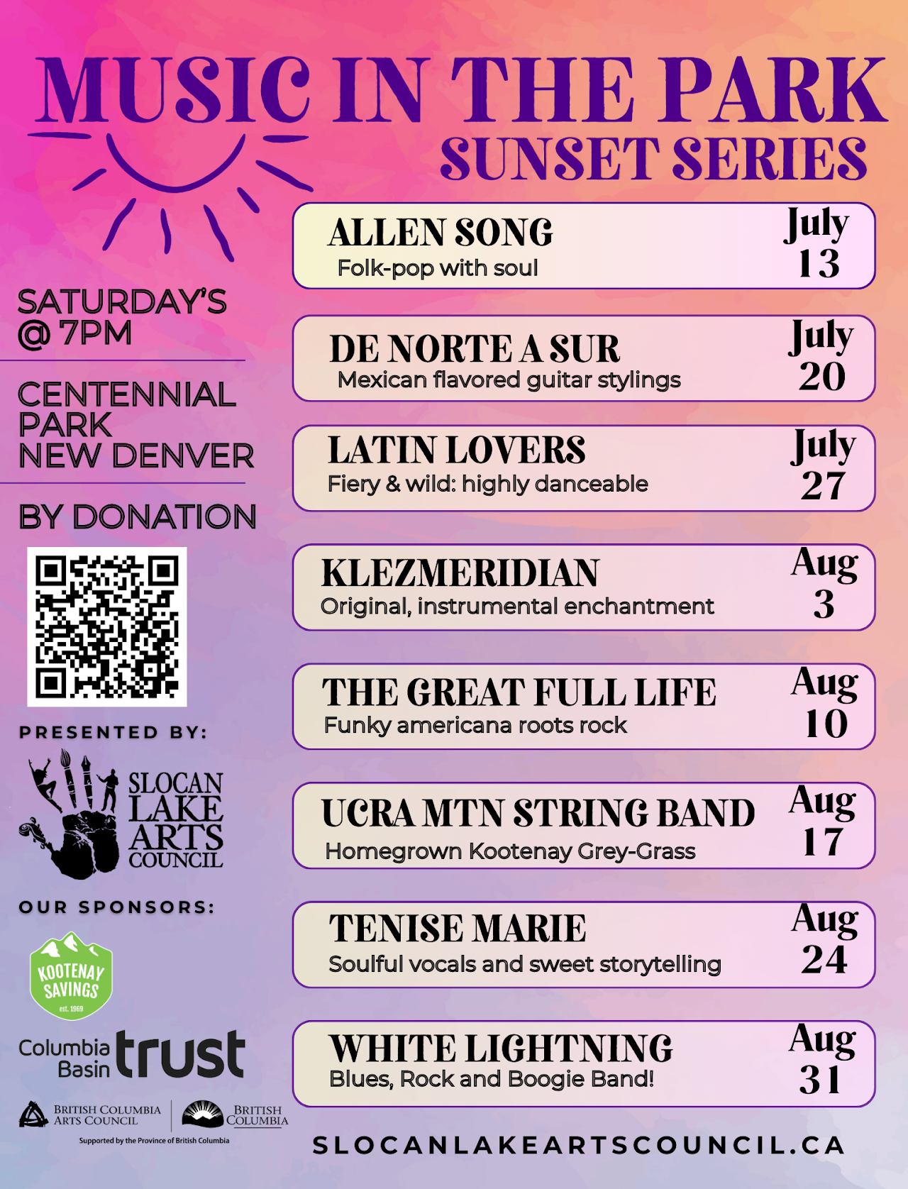 Sunset Series Full Summer Lineup (8.4 x 11 in)