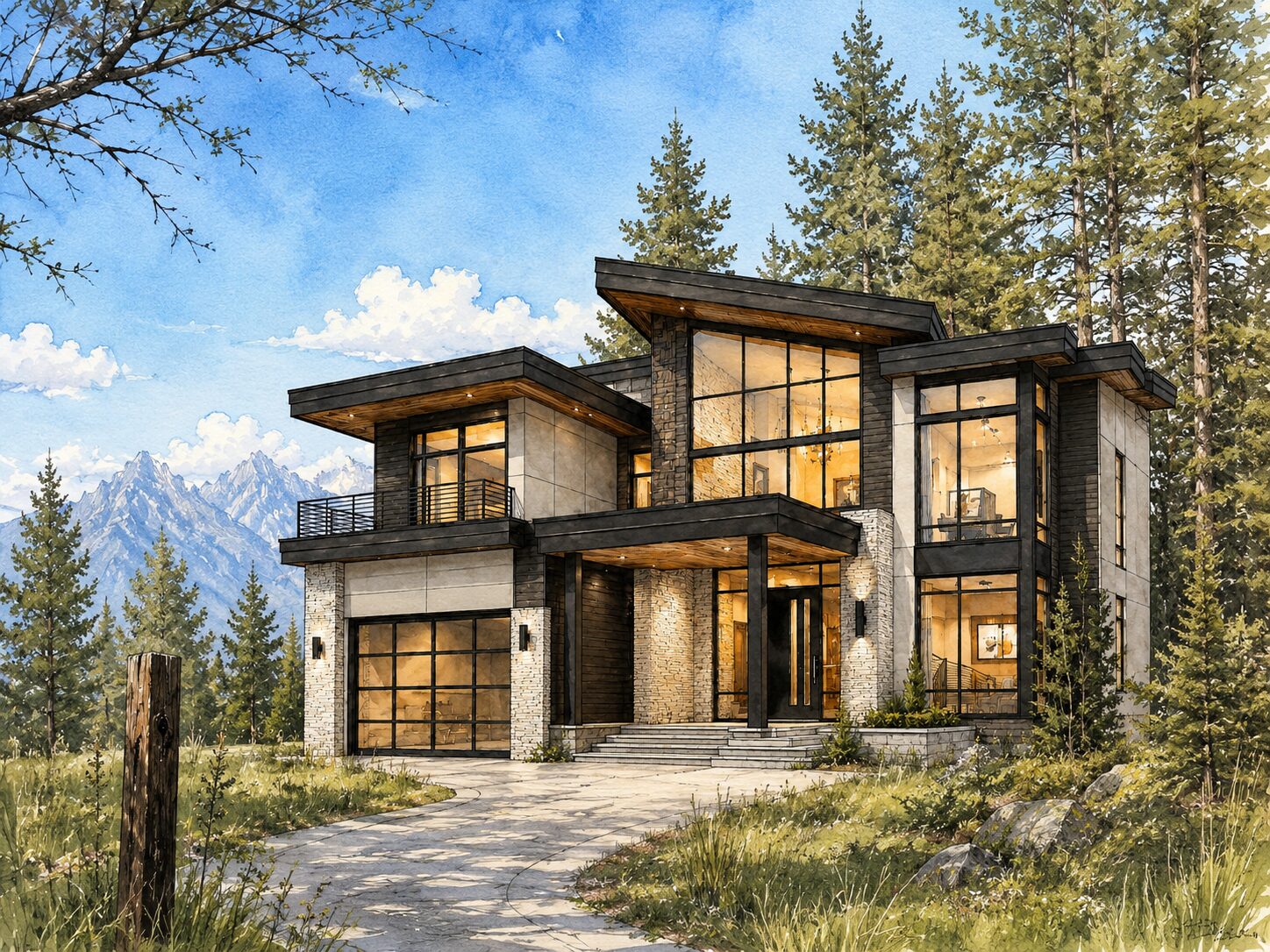 Modern mountain custom home exterior