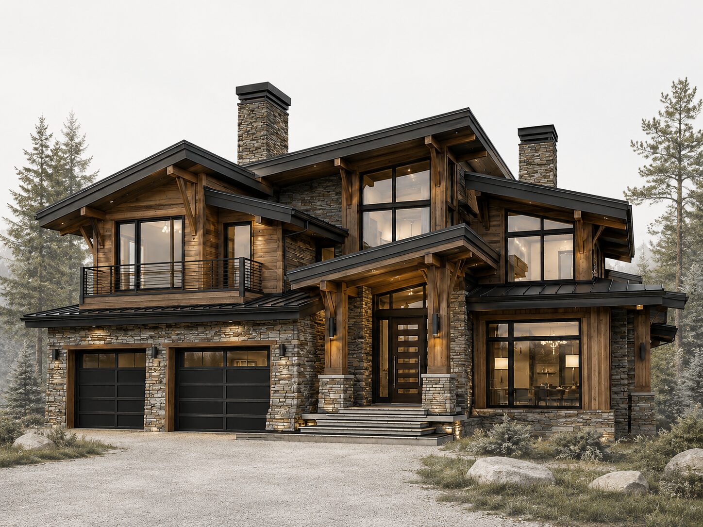 Mountain craftsman custom home with attached garage
