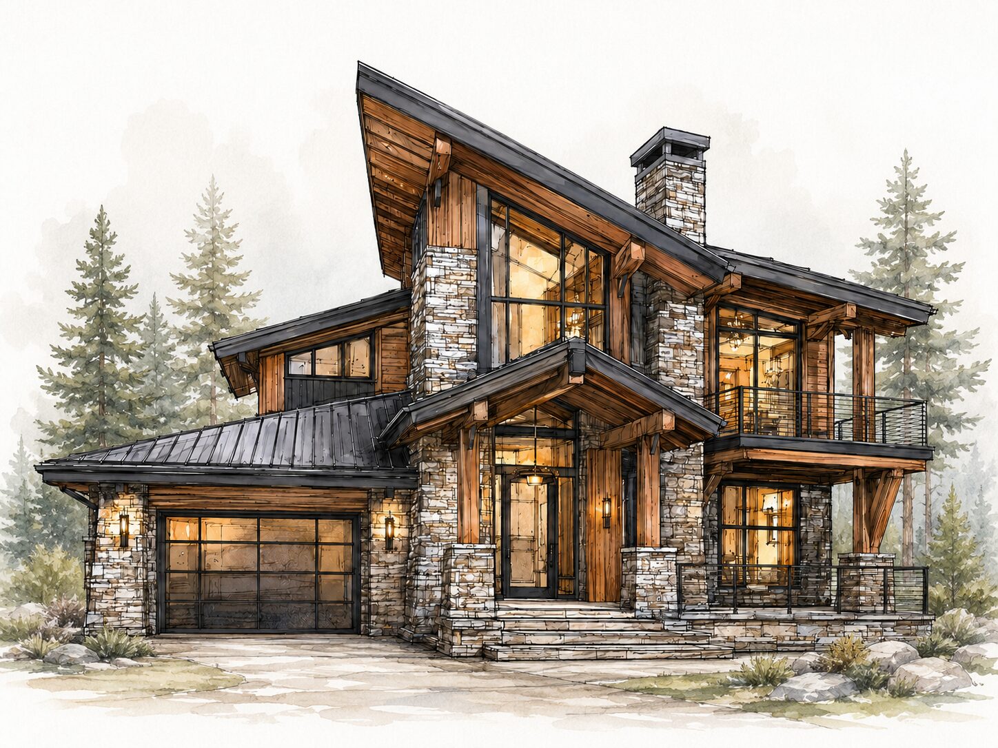 Timber and stone custom home design